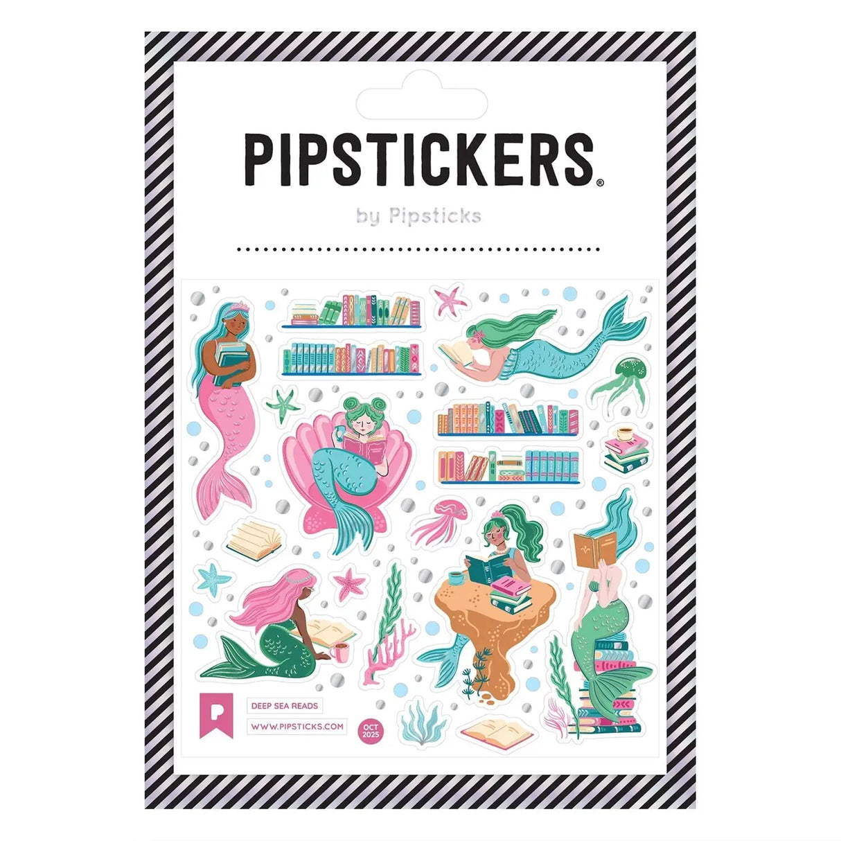 PipStickers are the PERFECT gift for the sticker lover in your life - even if it's you! These unique PVC designs with silver foil accents come on a clear backing and cannot be found anywhere else.
Includes one 4" x 4" sheet of Deep Sea Reads PipStickers and includes the Pipsticks manifesto.