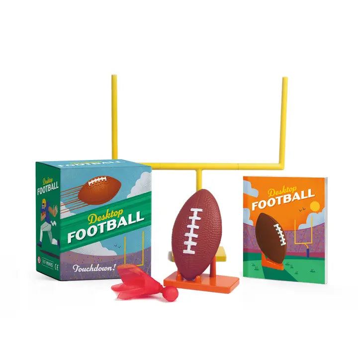 A fun, miniature version of football that is perfectly portable!
Kit includes:
Field goal post (assembles in 3 pieces)
Football
Kicking tee
Challenge flag
Mini illustrated rule book