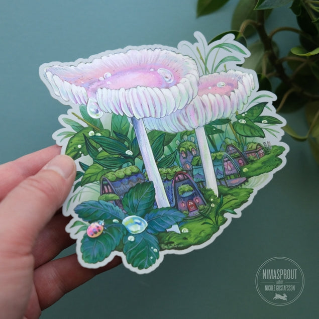 Nimasprout Dew Drop Mushrooms Vinyl Sticker
