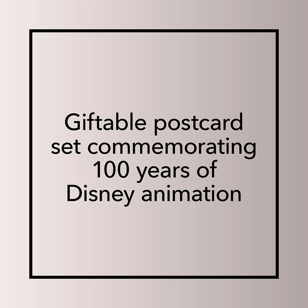 This collectible keepsake box of postcards features 100 beloved Disney and Pixar characters in celebration of 100 years of Disney animation.
This collectible postcard box celebrates the enduring magic of Disney over the last 100 years with 100 of your favorite Disney and Pixar characters-from Mickey Mouse, Woody, and Olaf to Maleficent, Scar, and Ursula. Including final frames of the most beloved heroes, loyal sidekicks, and wicked villains throughout Disney's animation history, these 100 high-quality, ful