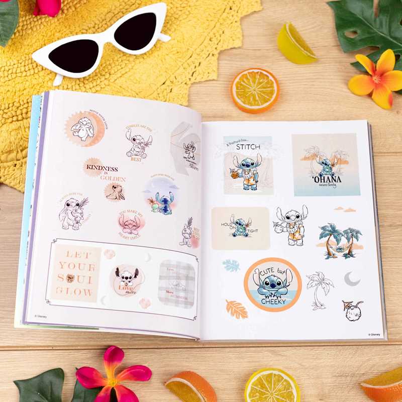 More than 500 colorful stickers of everyone’s favorite blue alien are perfect for scrapbooking or decorating your personal items.
Since the 2002 release of the Disney animated film Lilo & Stitch, the wild blue alien known as Stitch has become a fan favorite—so much that he now has his own sticker book! This collection of more than 500 colorful stickers includes fun and rarely seen images from the Disney archives, including character art, composed graphics, icons, and unique designs that are perfect for scr