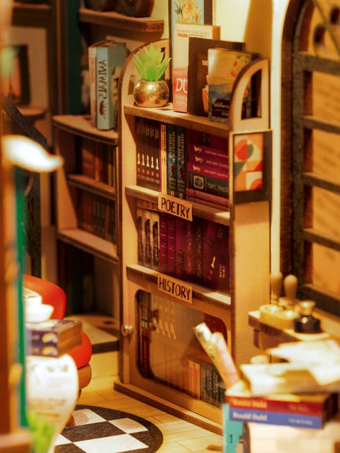 Kit de rincón de libros para librería, casa en miniatura de bricolaje