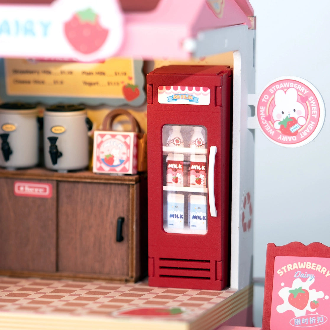 DIY Miniature House Kit: Strawberry Milk Box