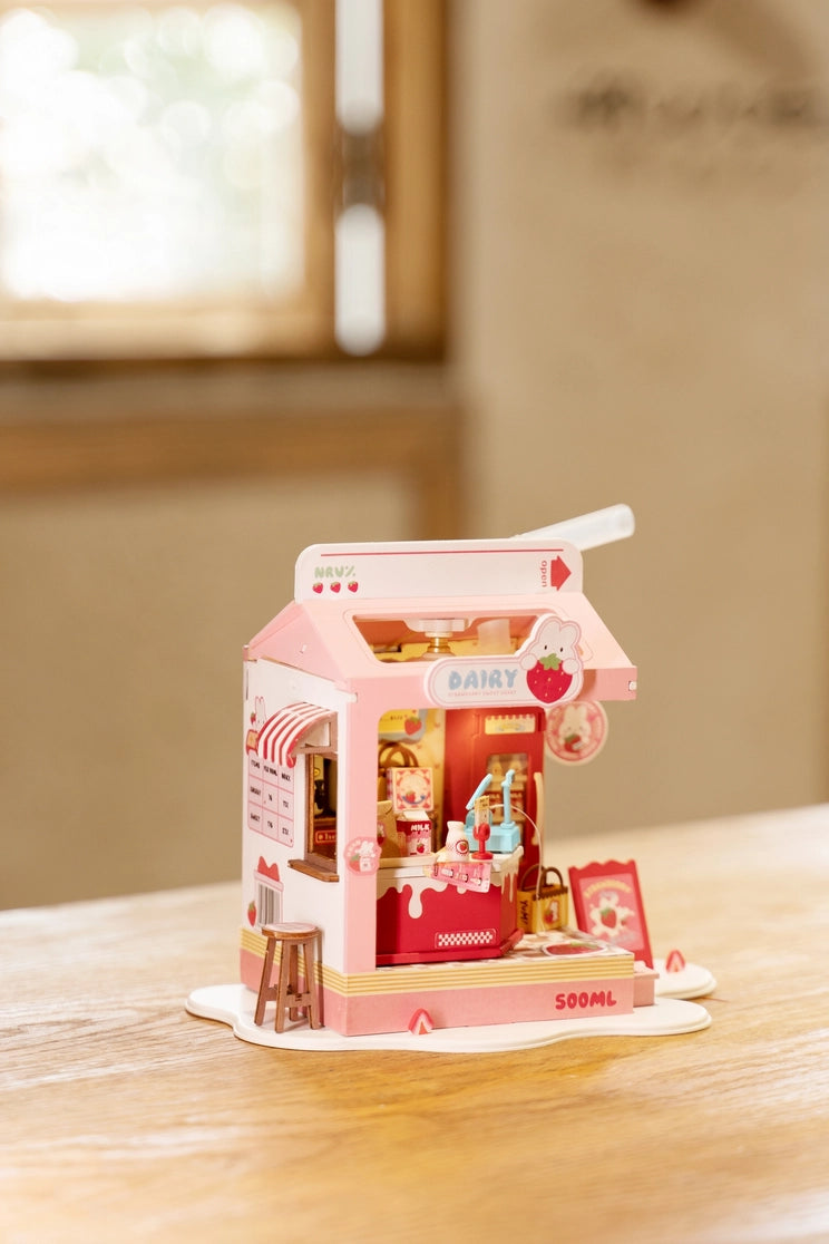 DIY Miniature House Kit: Strawberry Milk Box