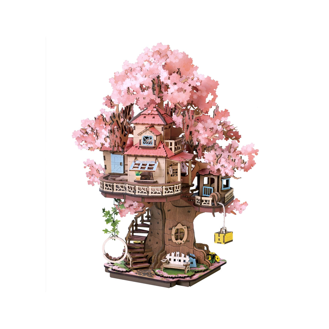 Craft a fairy sakura-scented retreat with this Rolife 3d puzzle! Delicate cherry blossoms, a swing, spiral stairs & lift basket channel —no plastic, just soul-soothing wood. The miniature kit brings adventure fantasies to life.
535-piece 3d puzzle click snugly without glue—just gentle pressure! (no nail-breaking snaps!). Enjoy 5 hours of immersive, stress-relieving fun with the miniature kit. Perfect for unwinding after work or sharing quality time with family.