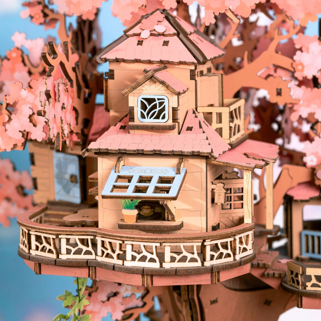 Craft a fairy sakura-scented retreat with this Rolife 3d puzzle! Delicate cherry blossoms, a swing, spiral stairs & lift basket channel —no plastic, just soul-soothing wood. The miniature kit brings adventure fantasies to life.
535-piece 3d puzzle click snugly without glue—just gentle pressure! (no nail-breaking snaps!). Enjoy 5 hours of immersive, stress-relieving fun with the miniature kit. Perfect for unwinding after work or sharing quality time with family.