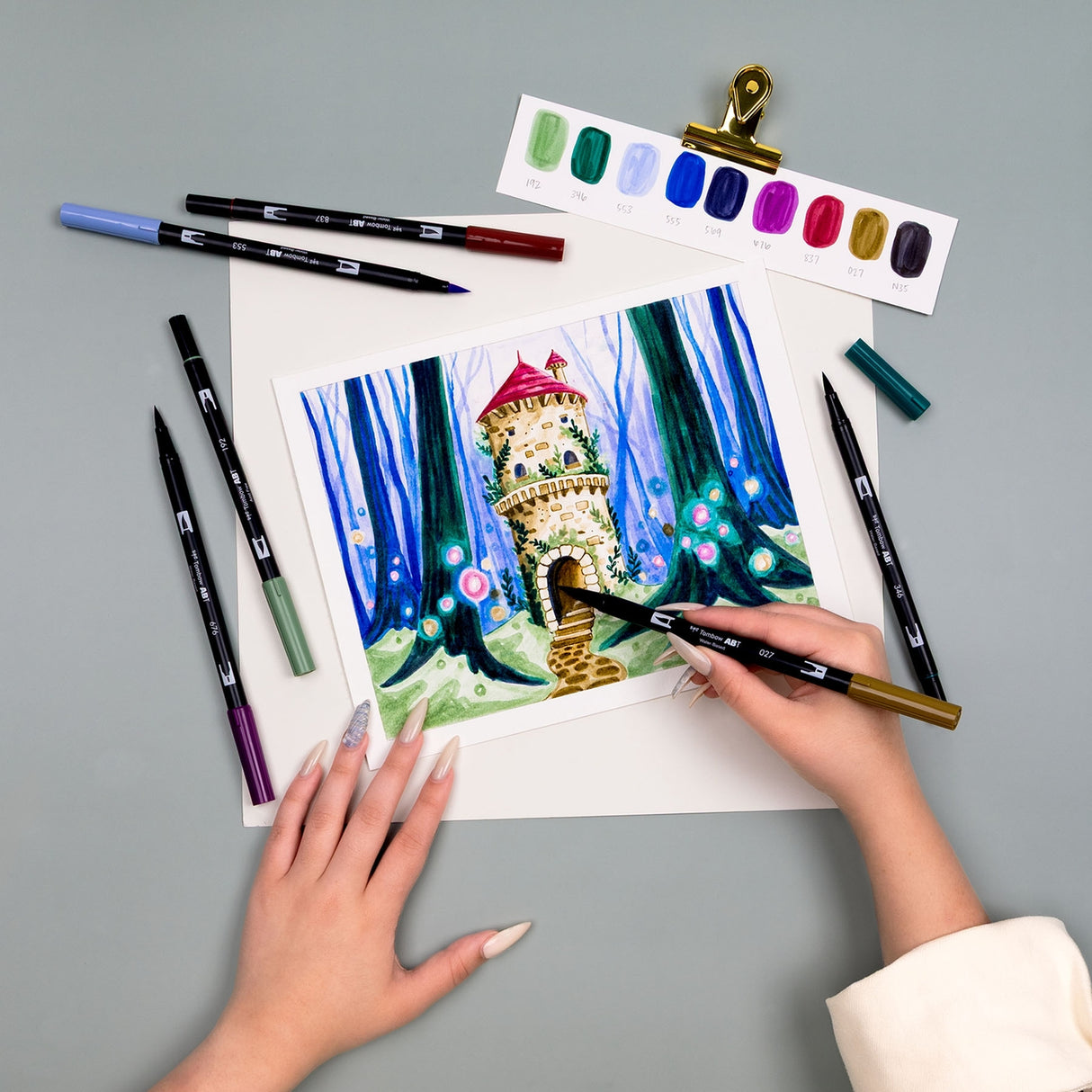 Tombow Dual Brush Pen Art Markers, Dragons, 10-Pack