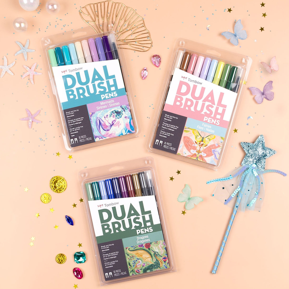 Tombow Dual Brush Pen Art Markers, Dragons, 10-Pack