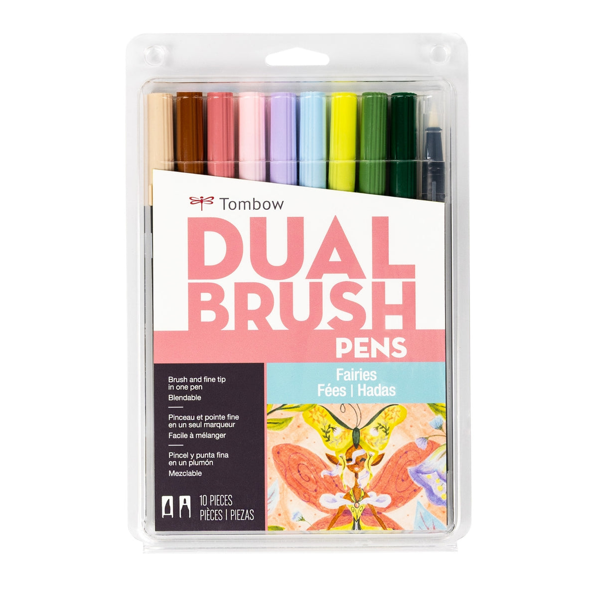 Tombow Dual Brush Pen Art Markers, Fairies, 10-Pack
