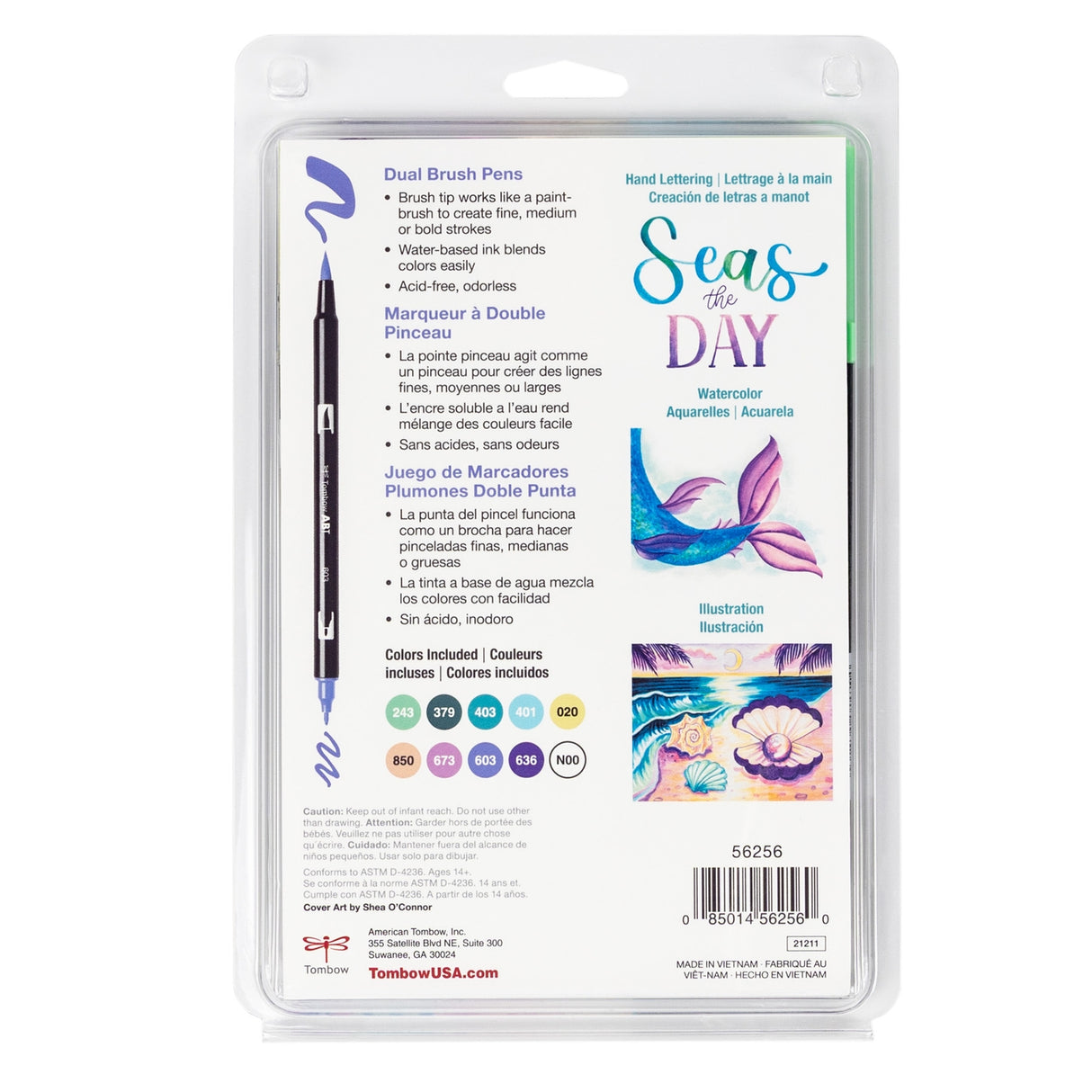 Tombow Dual Brush Pen Art Markers, Mermaids, 10-Pack