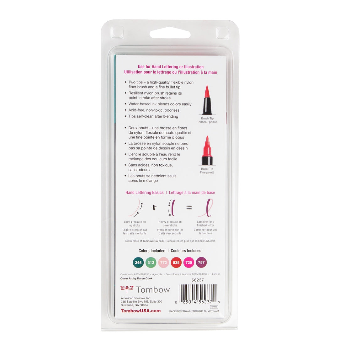 Dual Brush Pen Art Markers Very Berry, 6-Pack