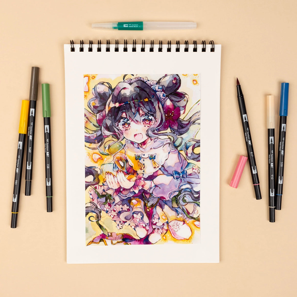 Exclusive, limited-edition “Flower" set allows you to bring drawings to life with exceptional detail and vibrant color combinations.
The “Flower" set is inspired by the Japanese four-character idiom "Kachō fūgetsu" (花鳥風月), which expresses the beauty of nature and the harmonious unity of "Flower" (ka, 花), "Bird" (chō, 鳥), "Wind" (fū, 風) and "Moon" (getsu, 月). With carefully selected colors, this set represents the delicate yet colorful beauty of the flower world.
Includes 6 Dual Brush Pens, Water Brush, 2