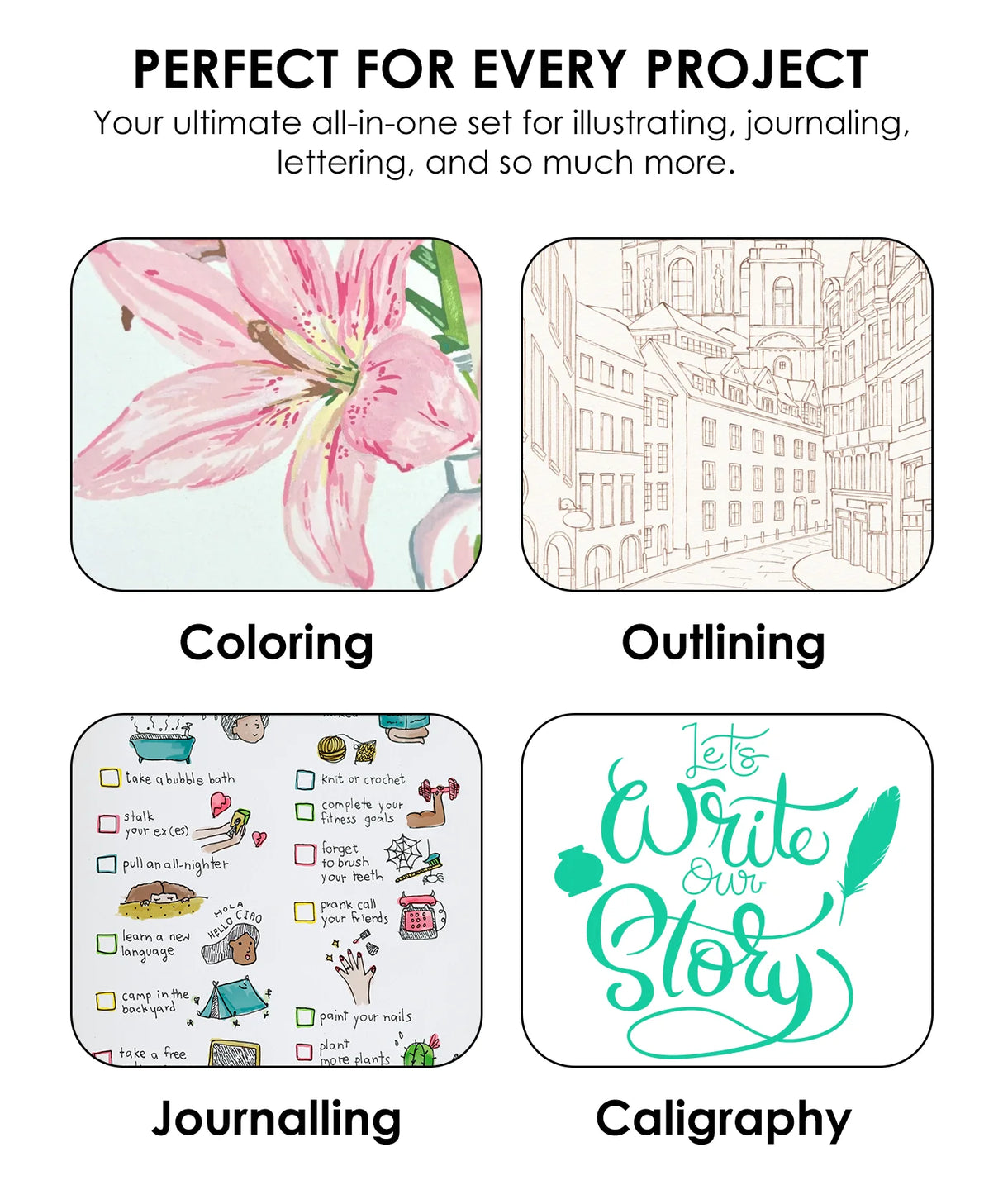 Ready to elevate your art? Grabie Art Supplies presents the ultimate set of 100 dual-tip sketch markers - the perfect partner for your creative journey. Each paint marker pen features both a flexible brush tip and a precise fineliner, giving you the power to create stunning illustrations, detailed journal entries, beautiful calligraphy, and professional drawings. Dive into vibrant color with these best markers for coloring and unlock limitless potential with Grabie Markers!