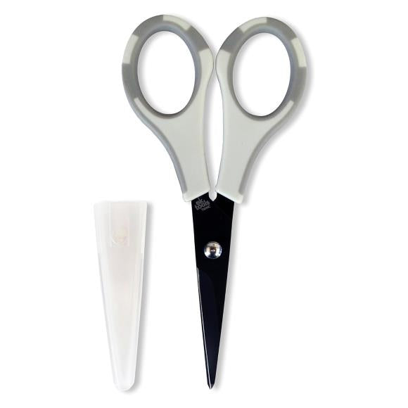 These scissors feature a comfort grip handle that make them perfect to use on all your craft projects! They have non-stick blades and can be used for both right and left handed people.
This package contains Small Precision Scissors, one 5 inch long pair of scissors with a safety cover.