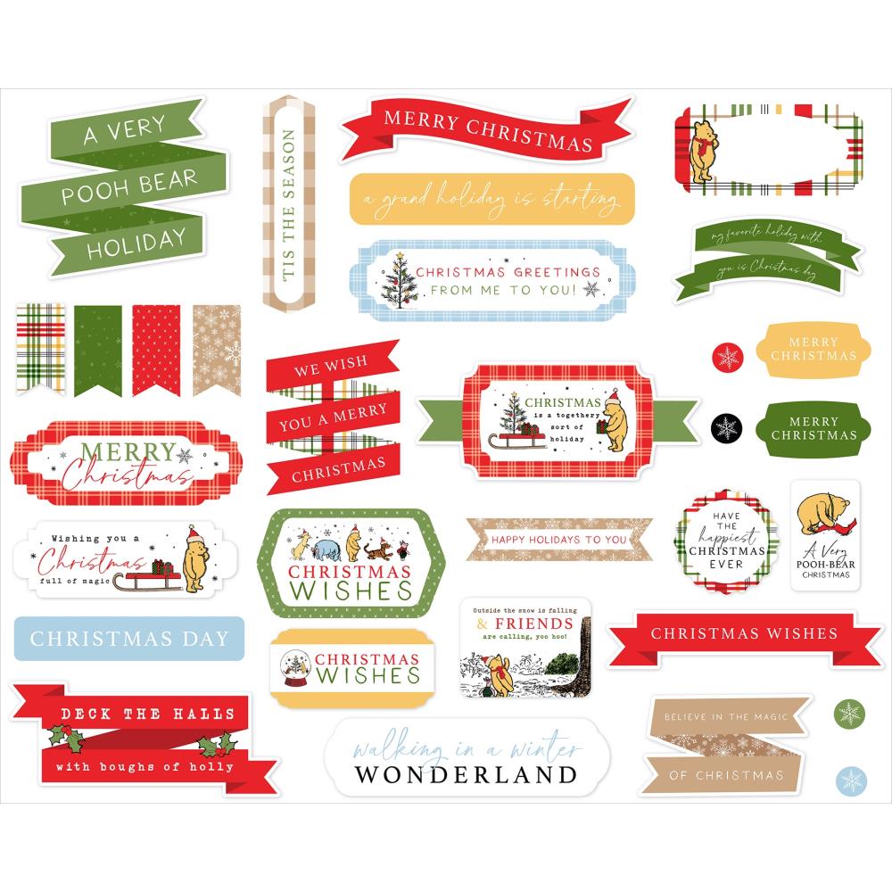 Echo Park Ephemera - Title & Phrase, Winnie The Pooh Christmas