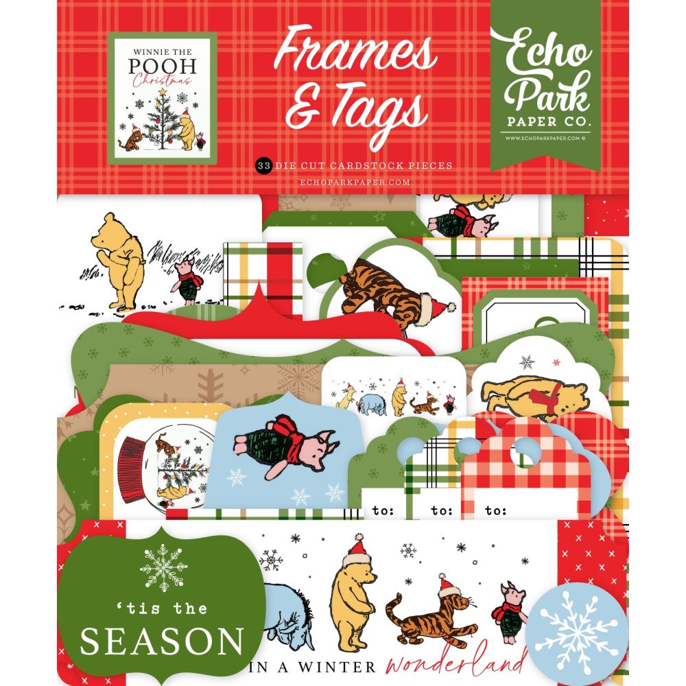Echo Park Ephemera - Frames & Tags, Winnie The Pooh Christmas