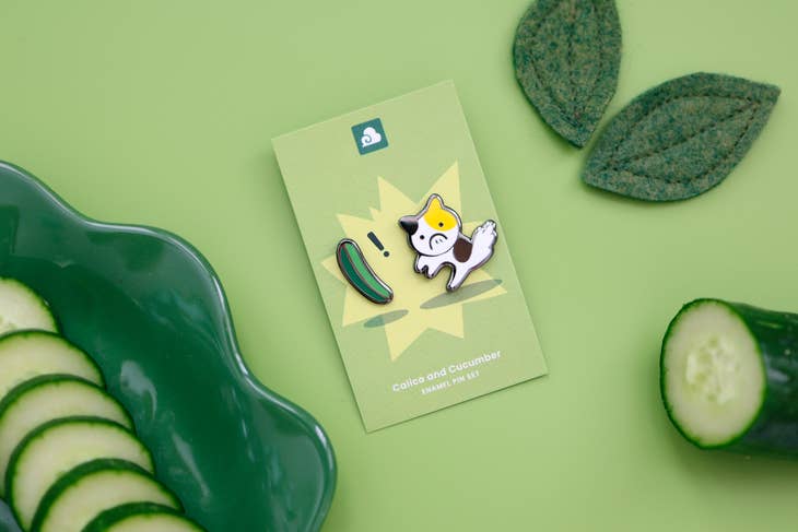 Calico and Cucumber Pin Set