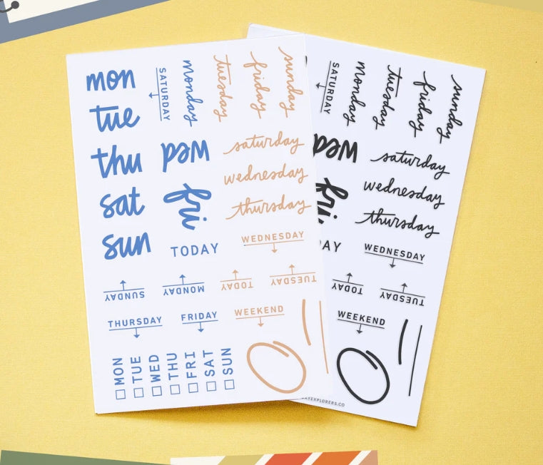 Our bigger Day By Day stamp set is a crowd favorite, so we're bringing you it's little sister, a set that you will reach for again and again, but in a smaller size. This time, with three different complete sets of days of the week stamps, just in different styles, plus a day of the week checklist, and three accent stamps, too.
Use this set for scrapbooking, Project Life, planners, travel journals, and bullet journals! 4x6 clear stamp set, includes 28 stamps.