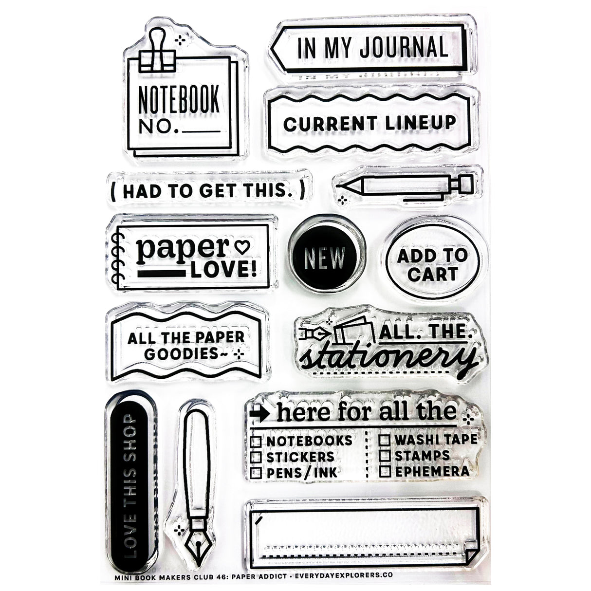 Everyday Explorers Paper Addict - 4x6 Clear Stamp Set