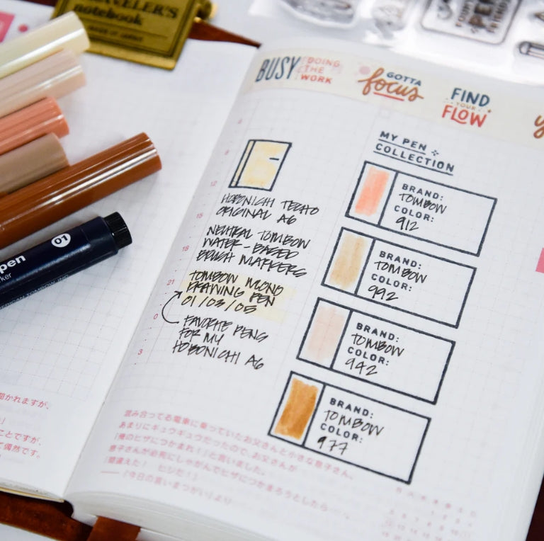 Stationery hoarders rejoice — here’s a set that celebrates our (endless) love for journals, fountain pens, and paper! Use this set to create swatch tests of your favorite inks and pens, or document your latest online shopping haul!
Use this set for scrapbooking, Project Life, planners, travel journals, and bullet journals! 4x6 clear stamp set, includes 27 stamps.