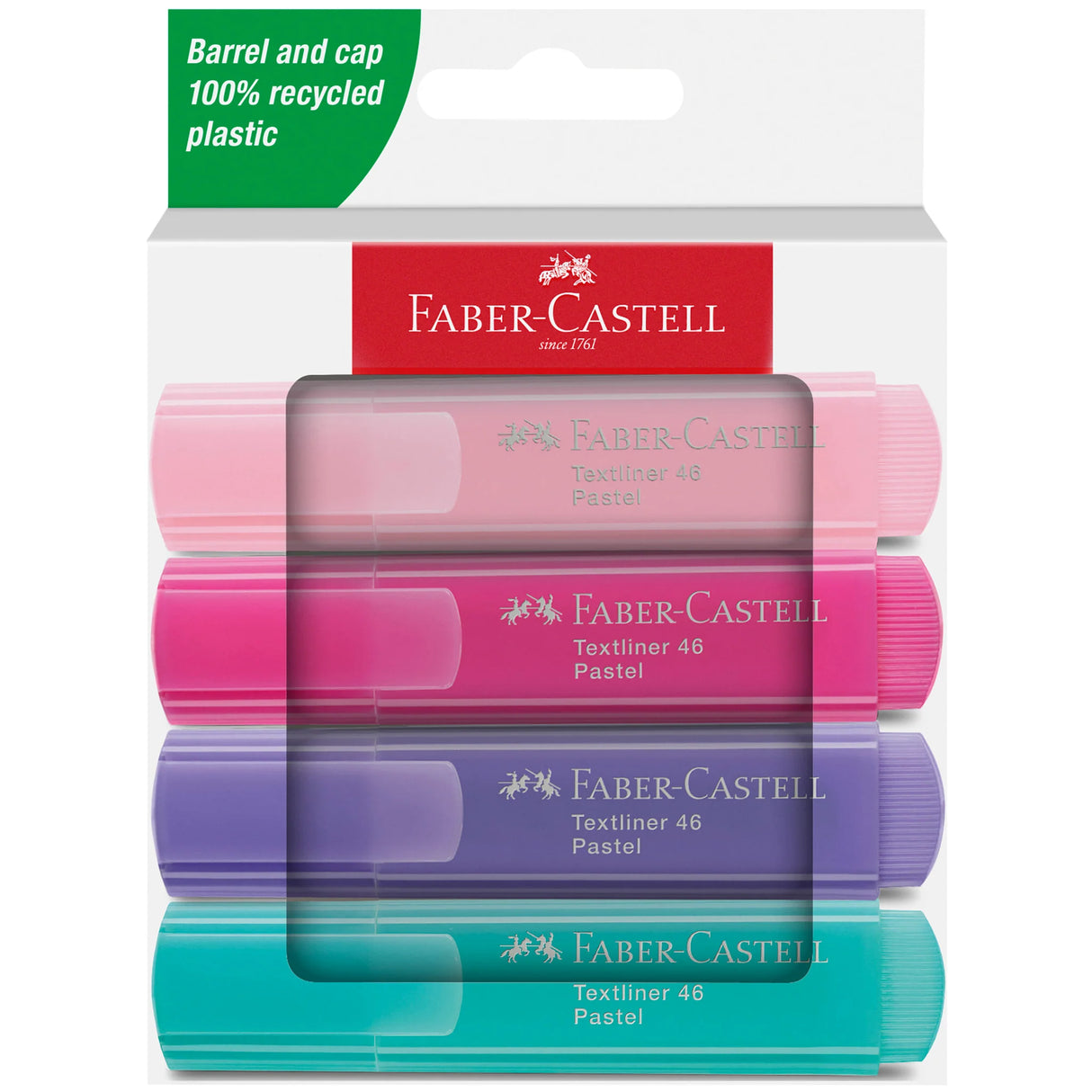 Highlight Your Ideas with Eco-Friendly Pastel Colors! Convenient 4-Pack for Creatives On-the-Go.
Discover the perfect blend of pastel color and sustainable design with our Textliner 46 Highlighters. Featuring bright pastel colors, these highlighters bring your notes to life with eye-catching pastels that stand out on any page.
Non-toxic and safe, our highlighters use water-based ink that ensures excellent marking results with even color laydown. Textliner 46 Highlighters are odorless, making them the pref