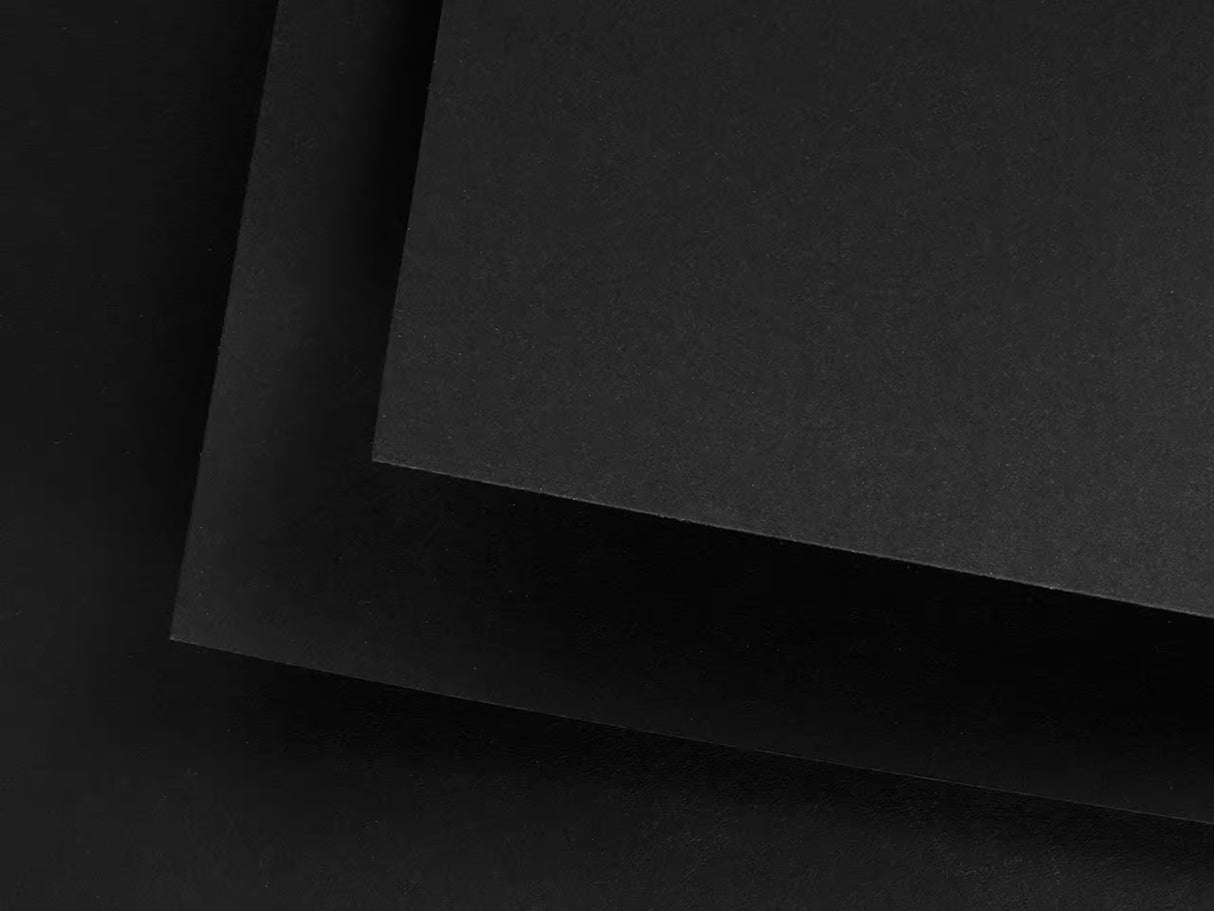 Fabriano Black Black is a range of uncoated cardboards made of ECF cellulose pulp. This paper is characterized by a very deep black colour due to the high quality and lightfast pigments used for its production.
Flexible and resistant it is ideal for pastel, colour pencils, markers, passe-partout and portfolio presentations.
Weight of paper: 300gsm
20 Pages
Top side glued