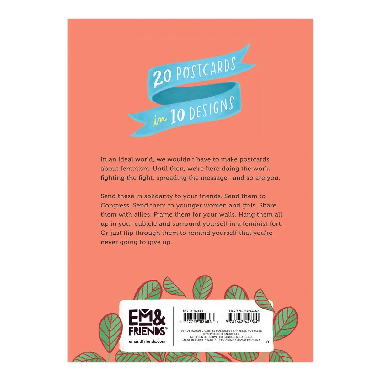 Give the grown-ass ladies and badass girls in your life a boost of feminist fire with this postcard book (20 cards, 10 designs). And if you’re the type to send postcards to politicians, these are sure to send a message: The future is feMAIL. (Sorry, we had to make that joke.)
Twenty extra-large 5" x 7" postcards with card stock cover
2 each of 10 different designs (20 total postcards)