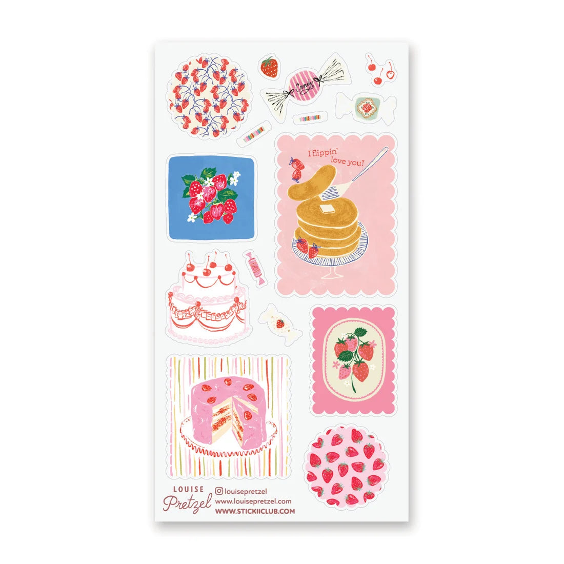 🍓🥞 Treat yourself to @louisepretzel’s strawberry-sweet dessert set! Fluffy pancakes, frosted layer cakes, and candy-wrapped delights are sprinkled with juicy berries and retro charm. Whether you’re decorating your journal or adding a dash of sweetness to your day, this collection is jam-packed with feel-good flavor. Are you ready to indulge?
Art by: @louisepretzel