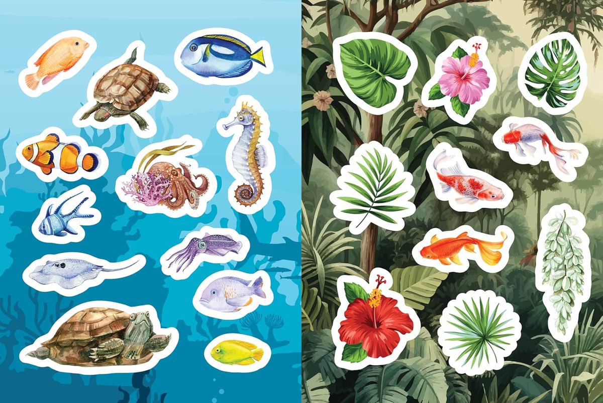 Celebrate the diversity of life on earth with 500+ stickers, 50+ activity and coloring pages, and instructions for candle making, drying bouquets, and so much more!
With Flora, Fauna, Botanicals, and Bees Sticker, Color & Activity Book, you can take a closer look at the things that are living all around you—that’s more than 2 million non-plant species (fauna) and nearly 400,000 plants (flora).
These numbers merely scratch the surface. Estimates vary, but that figure could actually be millions—if not billio