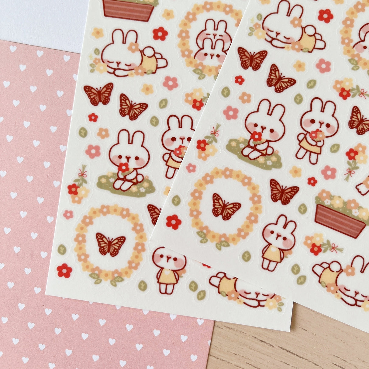Cherry Rabbit Flowers & Butterflies Sticker Sheet
