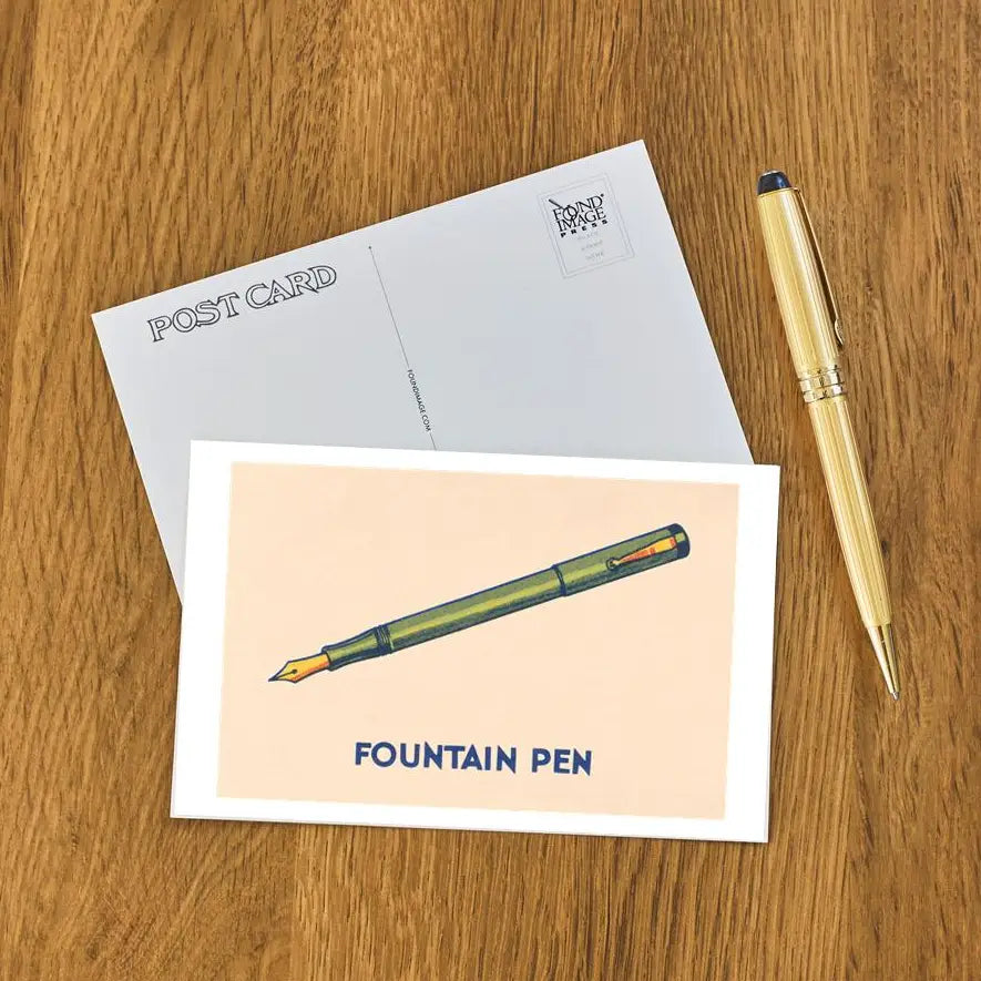 Elevate your inventory with this classic 3.5" x 5.5" postcard featuring an image from our Kid Stuff collection titled Fountain Pen. It captures a nostalgic, vintage-inspired aesthetic that customers love. Perfect for adding a charming, retro flair to your repertoire.
• Size: 3.5" × 5.5"
• Made in USA using biodegradable, recycled, and recyclable materials