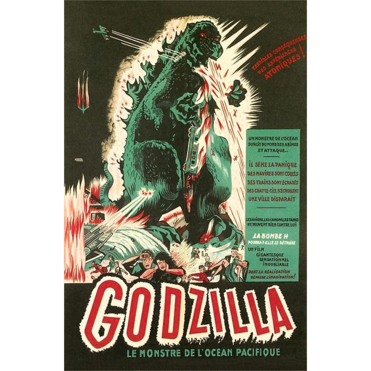 Elevate your inventory with this classic 3.5" x 5.5" postcard featuring an image from our Photography & Film Related collection titled French Godzilla Poster.