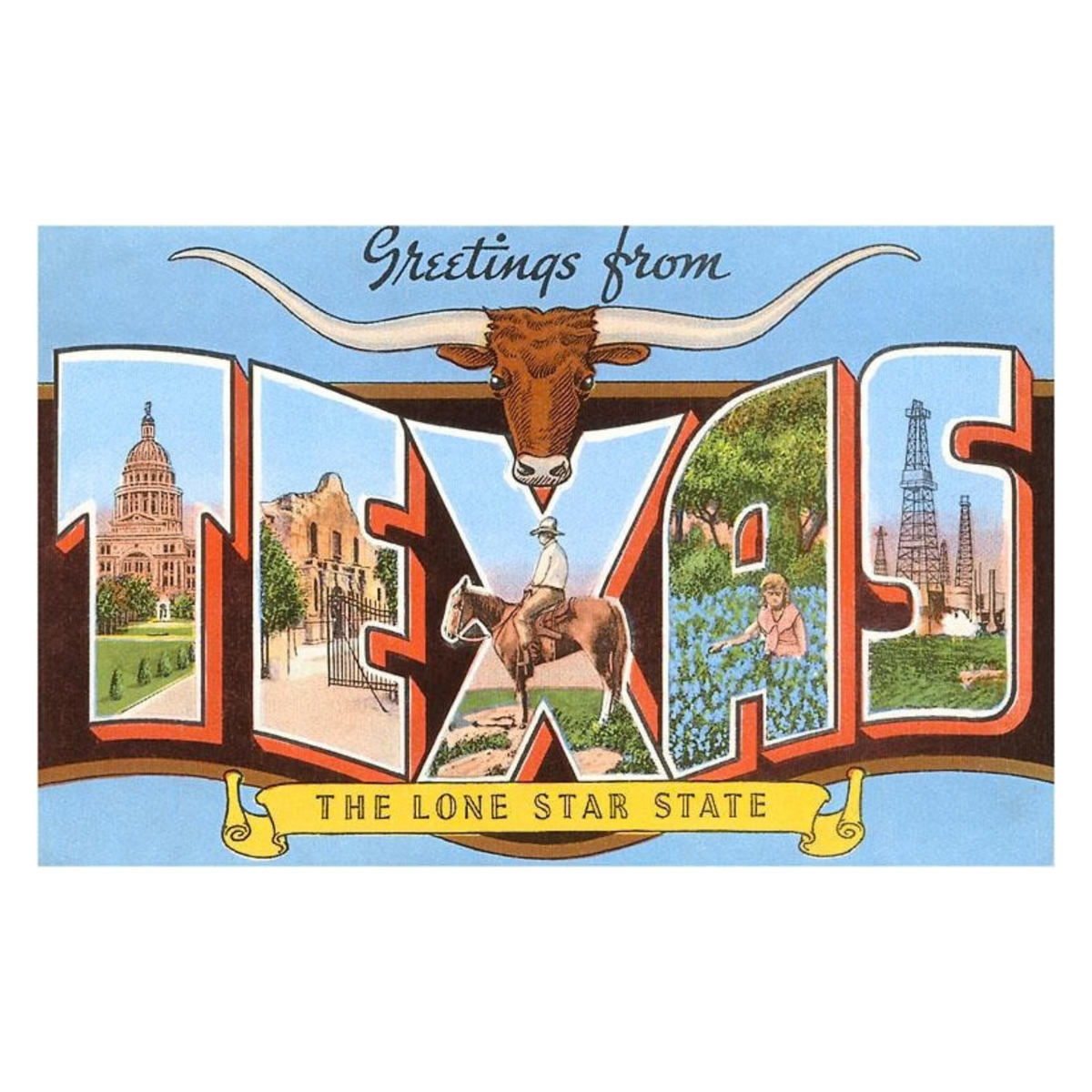 Elevate your inventory with this classic 3.5" x 5.5" postcard featuring an image from our Texas collection titled Greetings from Texas.