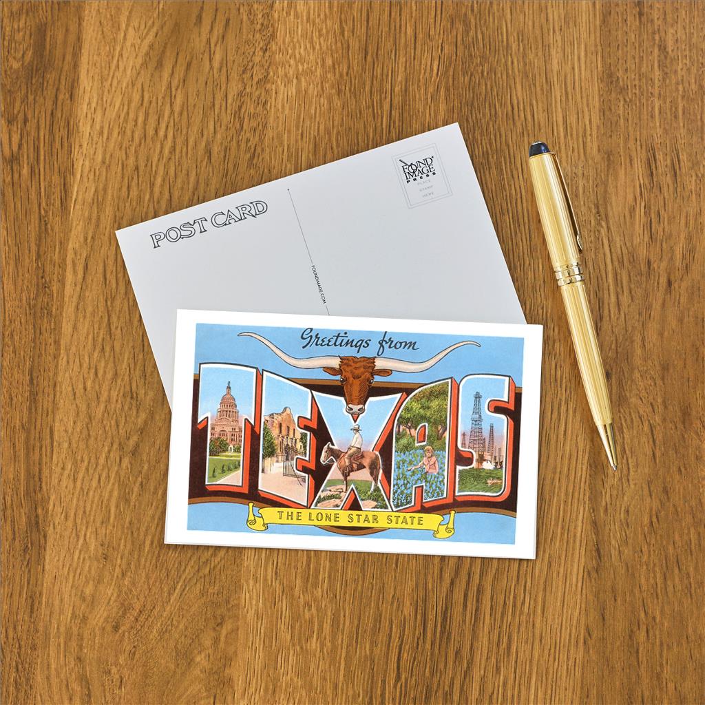 Elevate your inventory with this classic 3.5" x 5.5" postcard featuring an image from our Texas collection titled Greetings from Texas.