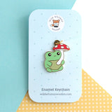 Frog with Red Mushroom Umbrella Keychain