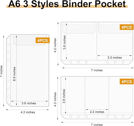 Frosted A6 Binder Sleeves
This set includes three functional styles—one pocket, two pockets, and three pockets per sleeve—giving you flexible storage for stickers, notes, receipts, journaling cards, and other planner essentials. Both the full‑page and two‑pocket sleeves feature protective flaps to prevent your items from slipping out. With five sleeves of each style, you’ll have plenty of options to customize your binder layout. 