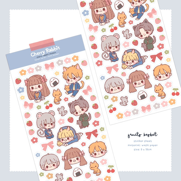 Cherry Rabbit Fruits Basket Sticker Sheet