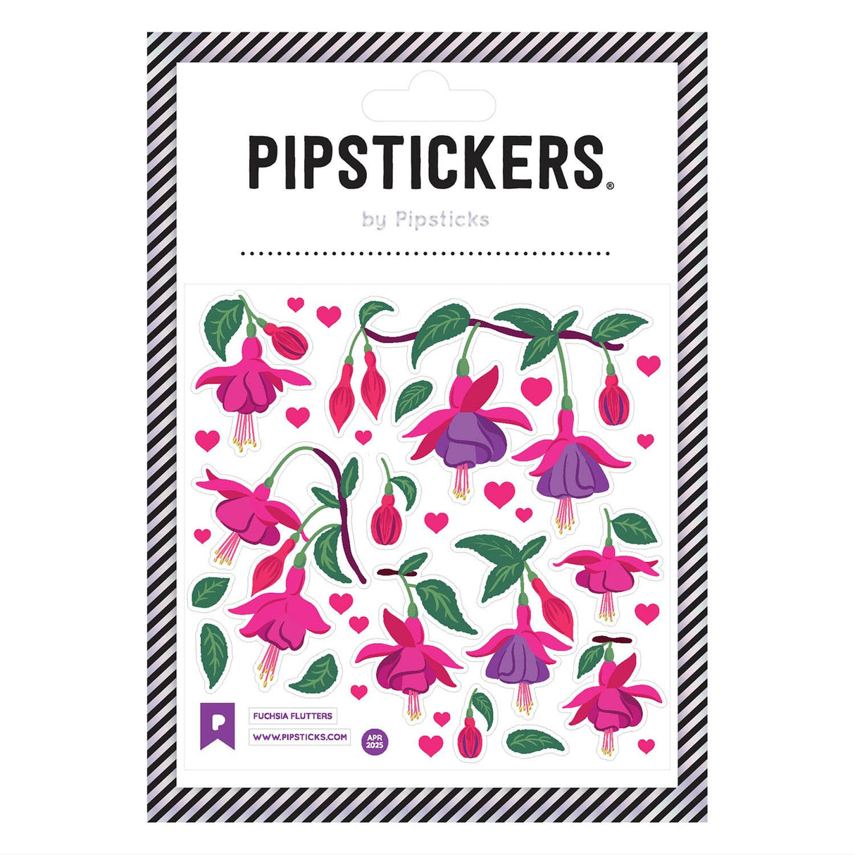 Pipsticks - Fuchsia Flutters Sticker Sheet
PipStickers are the PERFECT gift for the sticker lover in your life - even if it's you! These unique PVC designs with holograghic gold foil accents come on a clear backing and cannot be found anywhere else.
Includes one 4'' x 4'' sheet of Fuchsia Flutters PipStickers and includes the Pipsticks manifesto.