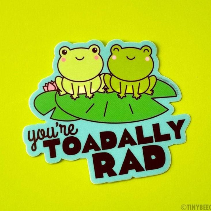 Funny Frog Vinyl Sticker "Toadally Rad"