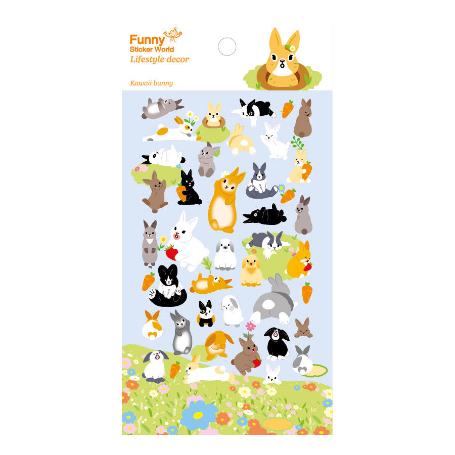 Funny Sticker World - Kawaii Bunny Puffy Sticker Sheet