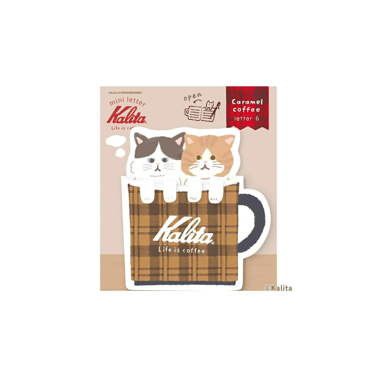 Inspired by the corporate philosophy of Kalita, a leading coffee equipment manufacturer— "A slightly better time, a perfectly timed moment"—
we’ve created the second edition of our original stationery to enjoy with your coffee.
This collection is designed to be enjoyed alongside your coffee moments. The cat's paw features a cutout, allowing it to be used as a seal-perfect for adding a sweet touch to a letter when giving a gift.
6 sheets of letter paper
Material: Japanese Paper