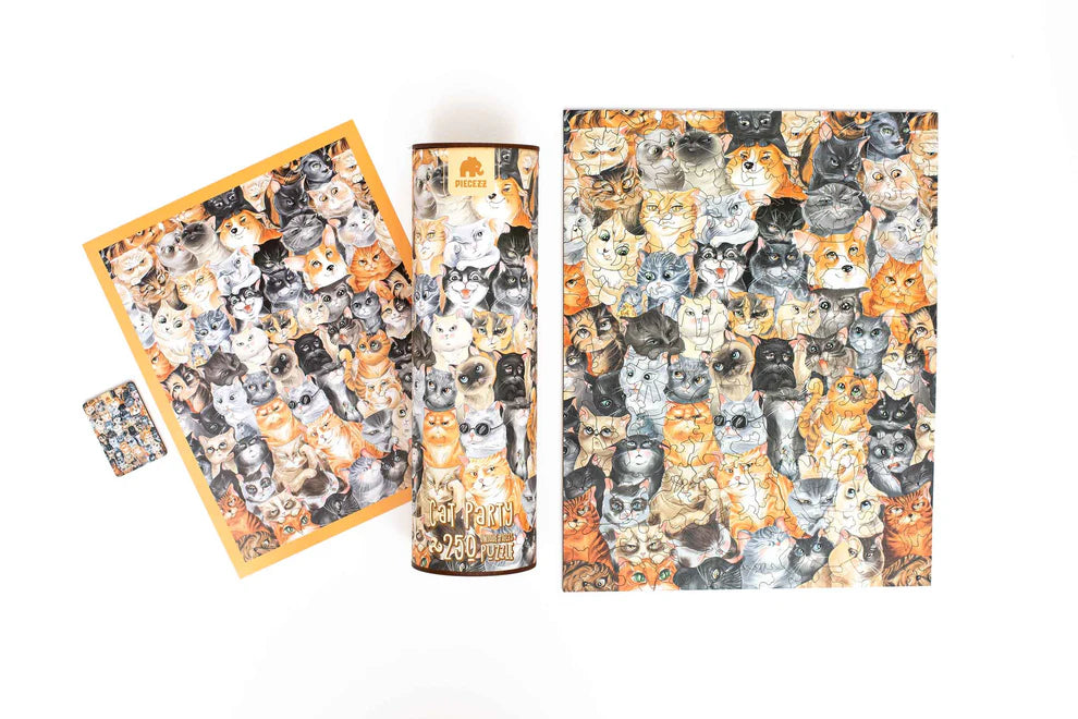 Get ready for a feline fiesta with our Cat Party Piecezz Wooden Puzzle. This charming wooden puzzle invites both kids and adults to join a whimsical gathering of cats, offering hours of delightful and entertaining play. Explore the details of this remarkable and cat-inspired puzzle that promises to bring joy and laughter to cat lovers of all ages.