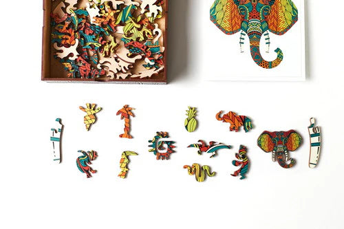 The Elephant Shaped Jigsaw Piecezz Wooden Puzzle is a unique and challenging puzzle that is sure to entertain people of all ages. The puzzle features 70 small, irregularly shaped pieces that are precision-cut from high-quality wood. The puzzle is shaped like an elephant, making it a fun and educational puzzle for children and adults alike.