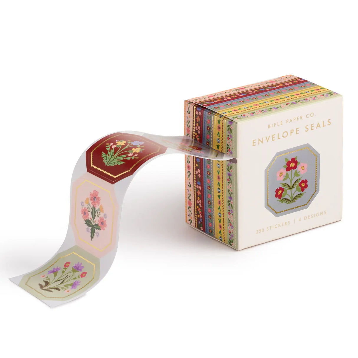 Add a special touch to your letters with these illustrated envelope seals, featuring four Gemma florals. Each roll of 250 seals is packaged in an easy-to-use box with a dispensing slot.