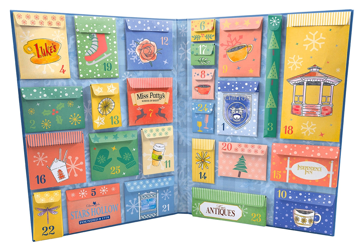 Start every day with a gift from the Gilmore Girls™ as you make your way through the holiday season!
25 DAYS OF SURPRISES: Count down to the holidays and receive 25 days of Gilmore Girls™–themed collectibles by opening a pocket each day.
COLLECTIBLE PRIZES: This 25-day advent calendar features high-quality collectible items—ornaments, patches, magnets, washi tape, and more—that are designed to last so that you can show off your love for Gilmore Girls™ year-round. 