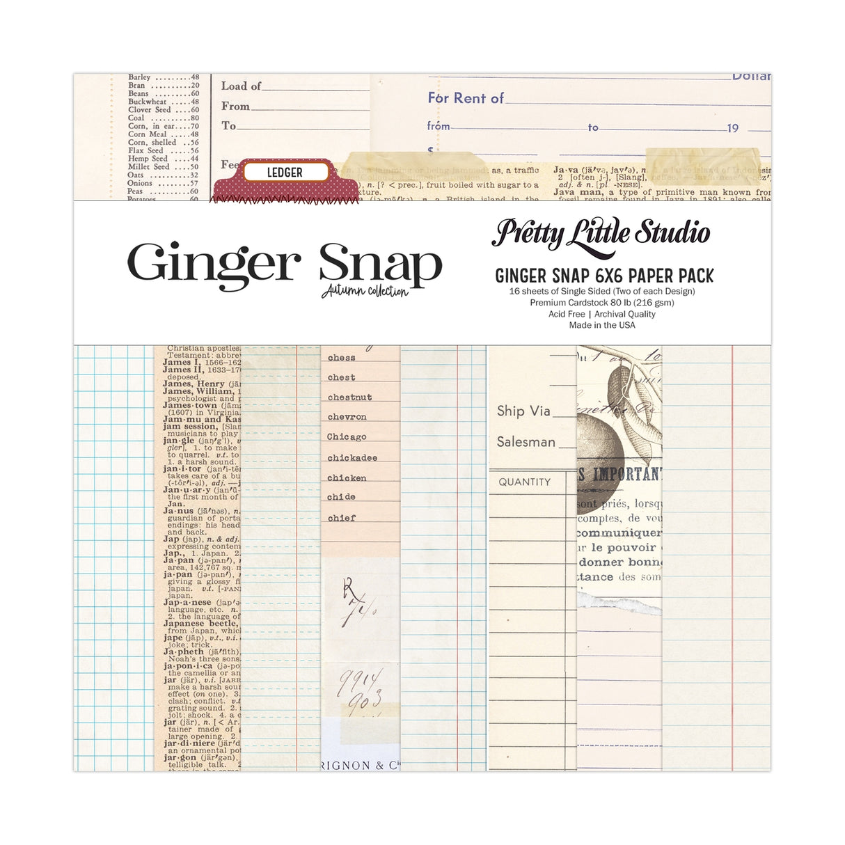 Ginger Snap Ledger 6x6 Single Sided Paper Pack - 16 Sheets