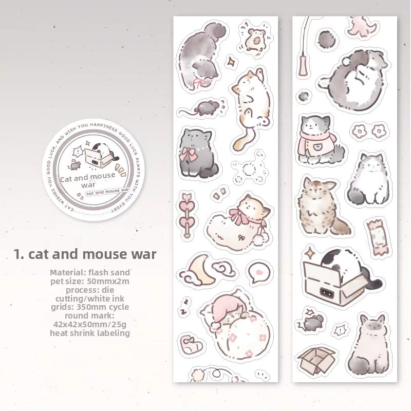 Add a cozy touch to your crafts with the Good Luck Cat Series Kiss Cut PET Tape. Each kiss‑cut piece is easy to peel and perfect for decorating journals, planners, pen‑pal letters, scrapbooks, and gifts. The soft kitty themed motifs give your pages a gentle, adorable touch that feels both adorable and playful.