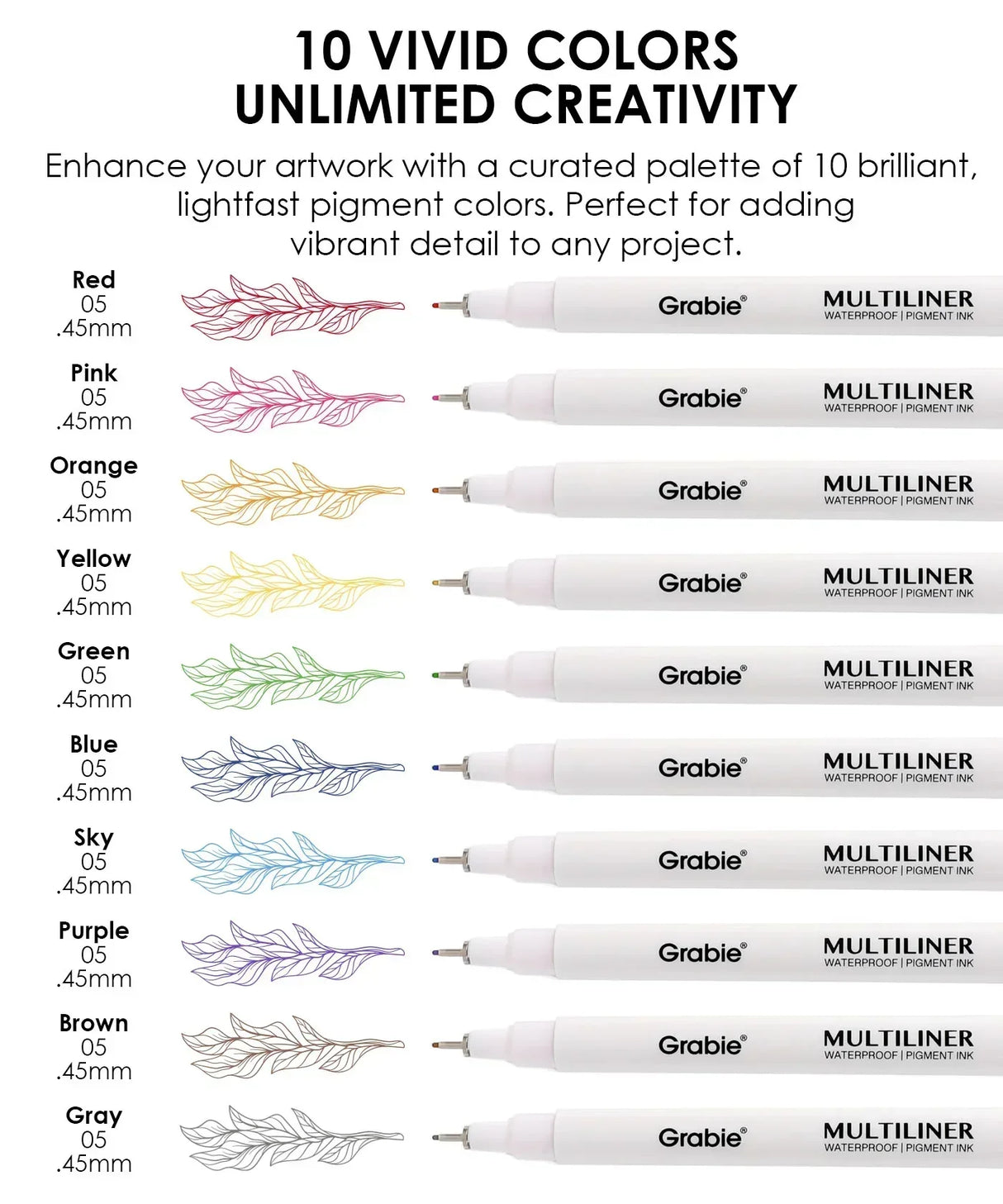 Grabie Waterproof Multiliner Drawing Pens - Multicolor
Define your world in detail with the Grabie 20 Multiliner Drawing Pen Set. This is the definitive collection engineered for artists, illustrators, and designers who demand professional, lasting results. We've combined 10 essential black line work tools and 10 brilliant color fineliners into a single, comprehensive set, empowering you to create everything from intricate sketches to vibrant, archival masterpieces.