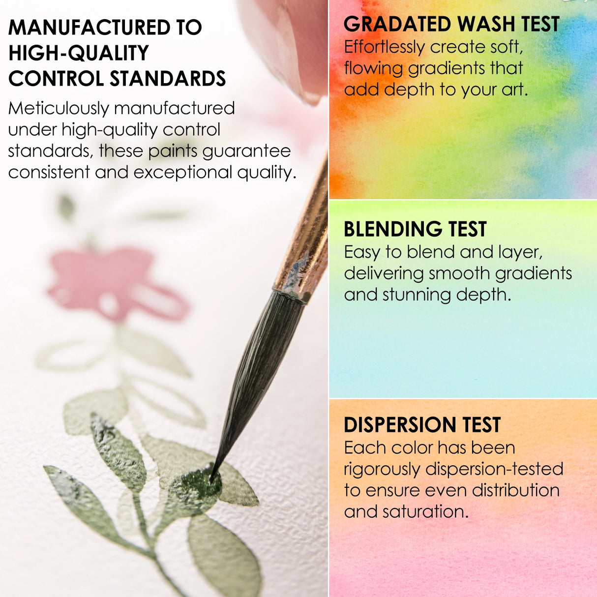 Endless Color Options - Enjoy a stunning selection of 100 vibrant shades, providing limitless choices for every artistic project and allowing for unique color combinations and gradients.
Superior Paint Quality - Formulated with high-quality, modern pigments, these watercolors deliver rich pigmentation, excellent transparency, and optimal performance for a true-to-color experience.