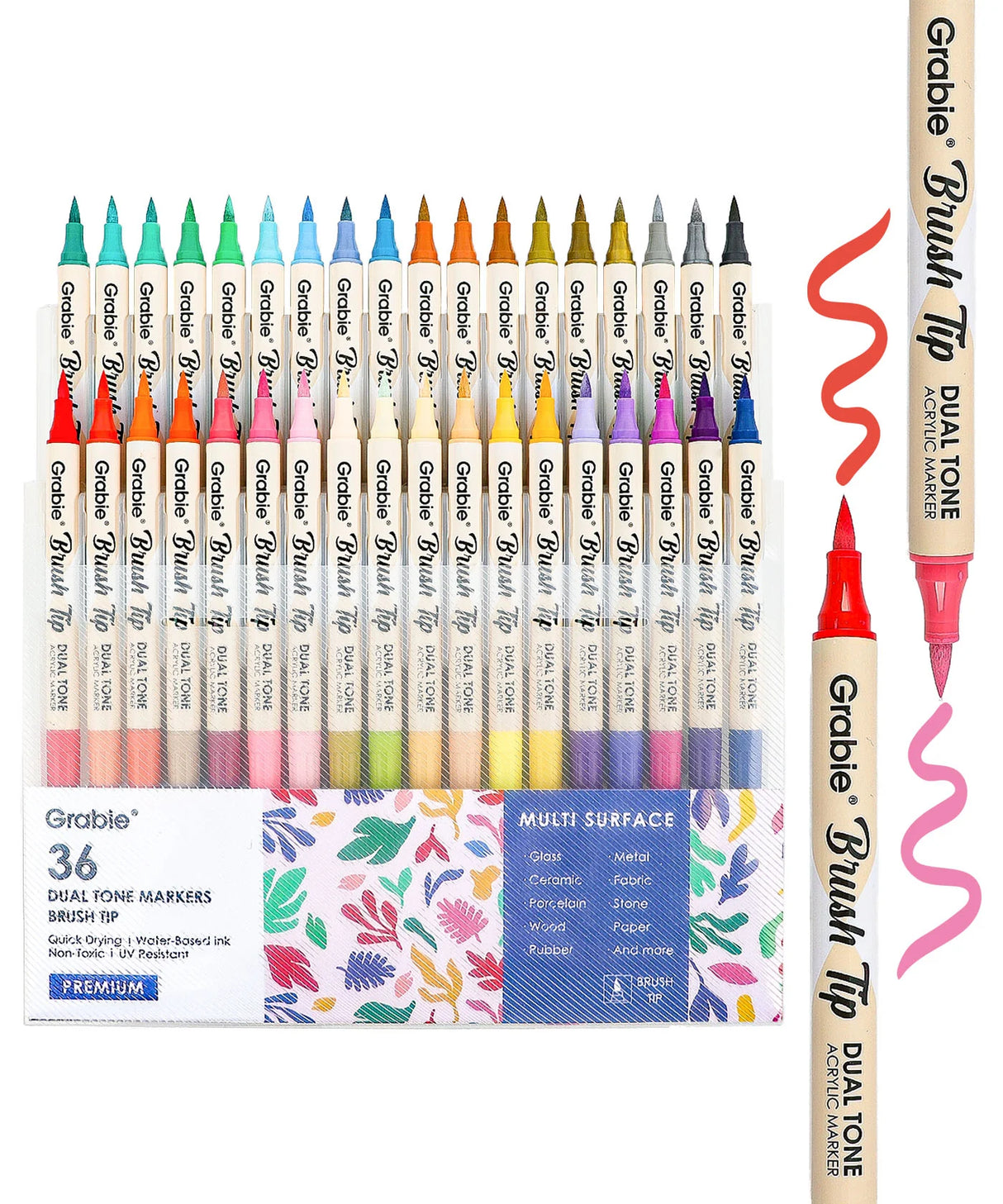 Unlock your creativity with the Grabie Dual Tip Marker Set! Experience premium Grabie Art Supplies featuring 36 dual-tip markers - among the best markers for coloring and artistic expression. Perfect for all artists, these high-quality Grabie Acrylic Brush Markers deliver stunning vibrancy and coverage.